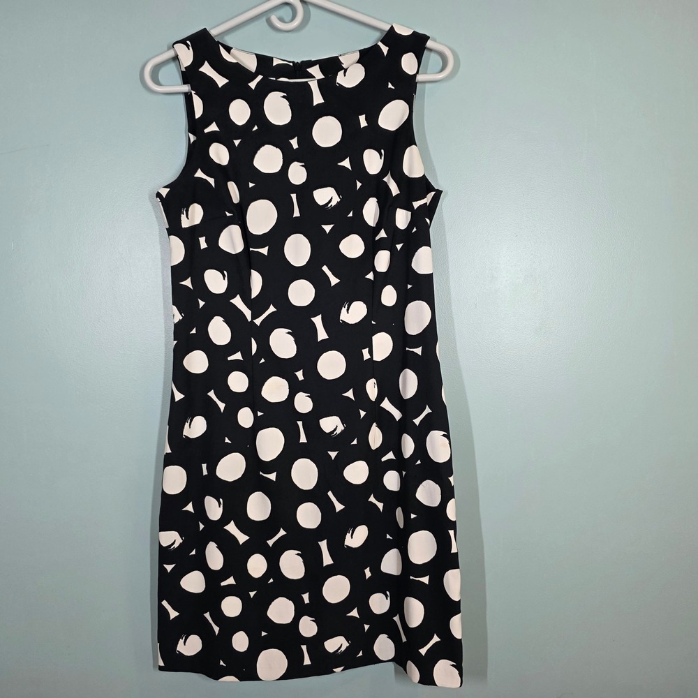 Dressbarn Womens Black White Polka Dot Sleeveless Sheath Dress Size 8 0314K41